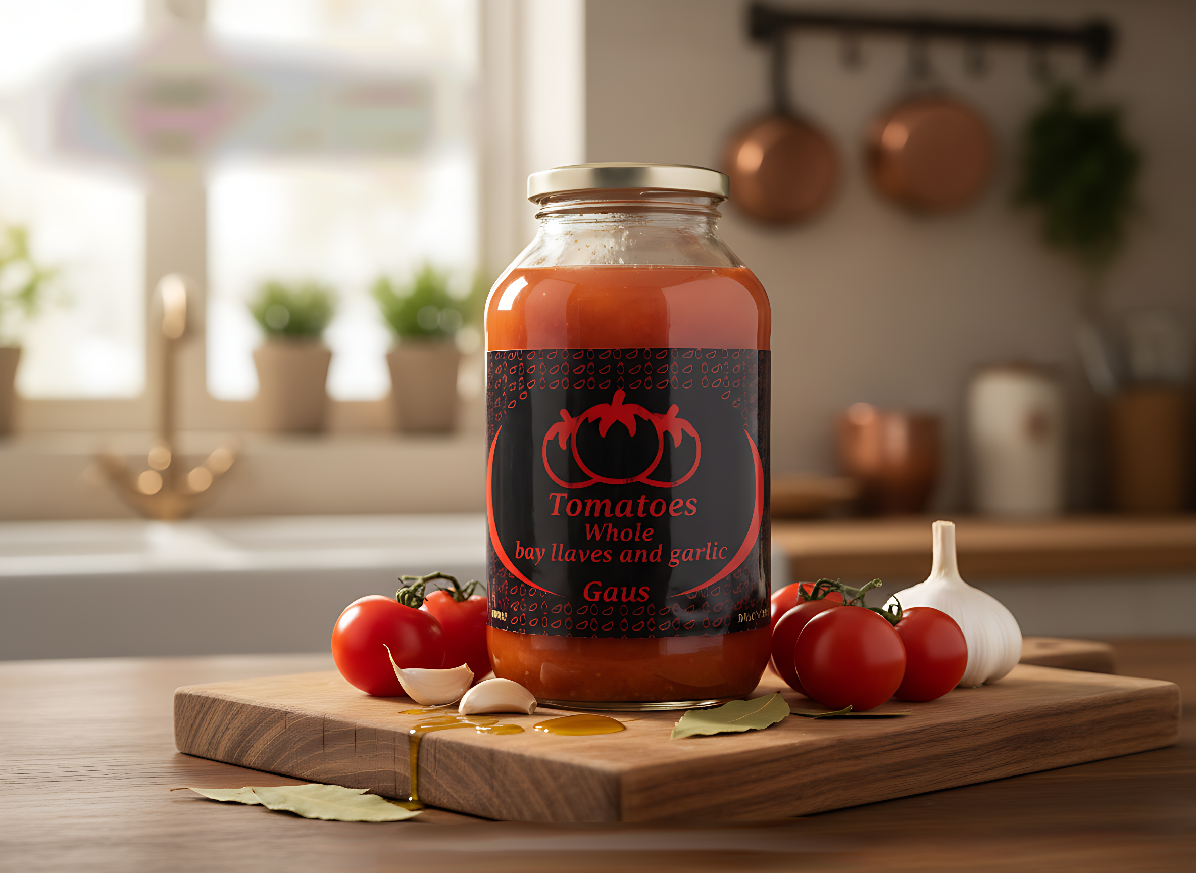 tomatoes whole bay llaves and garlic